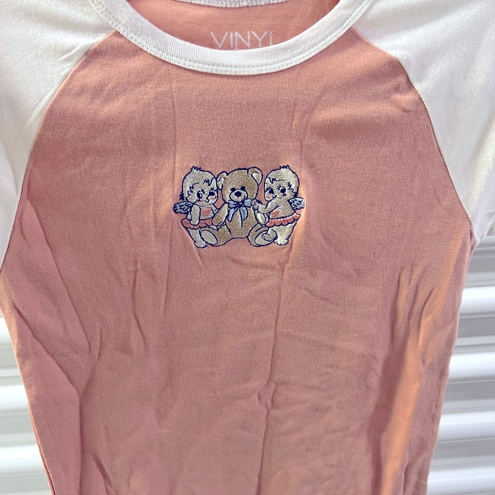 Peach and White Graphic Tee